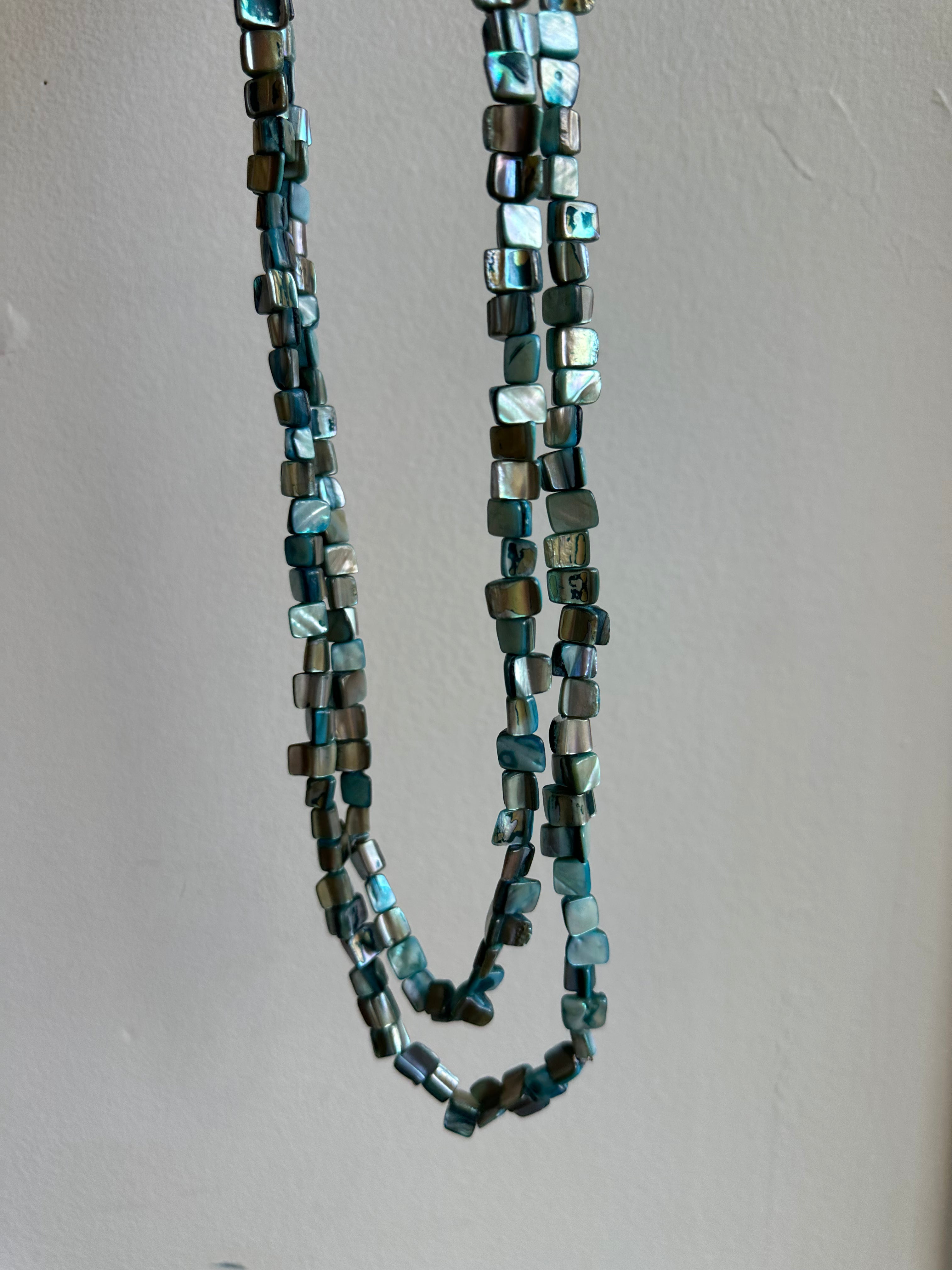Vintage Mother of Pear Extra Long Beaded Necklace