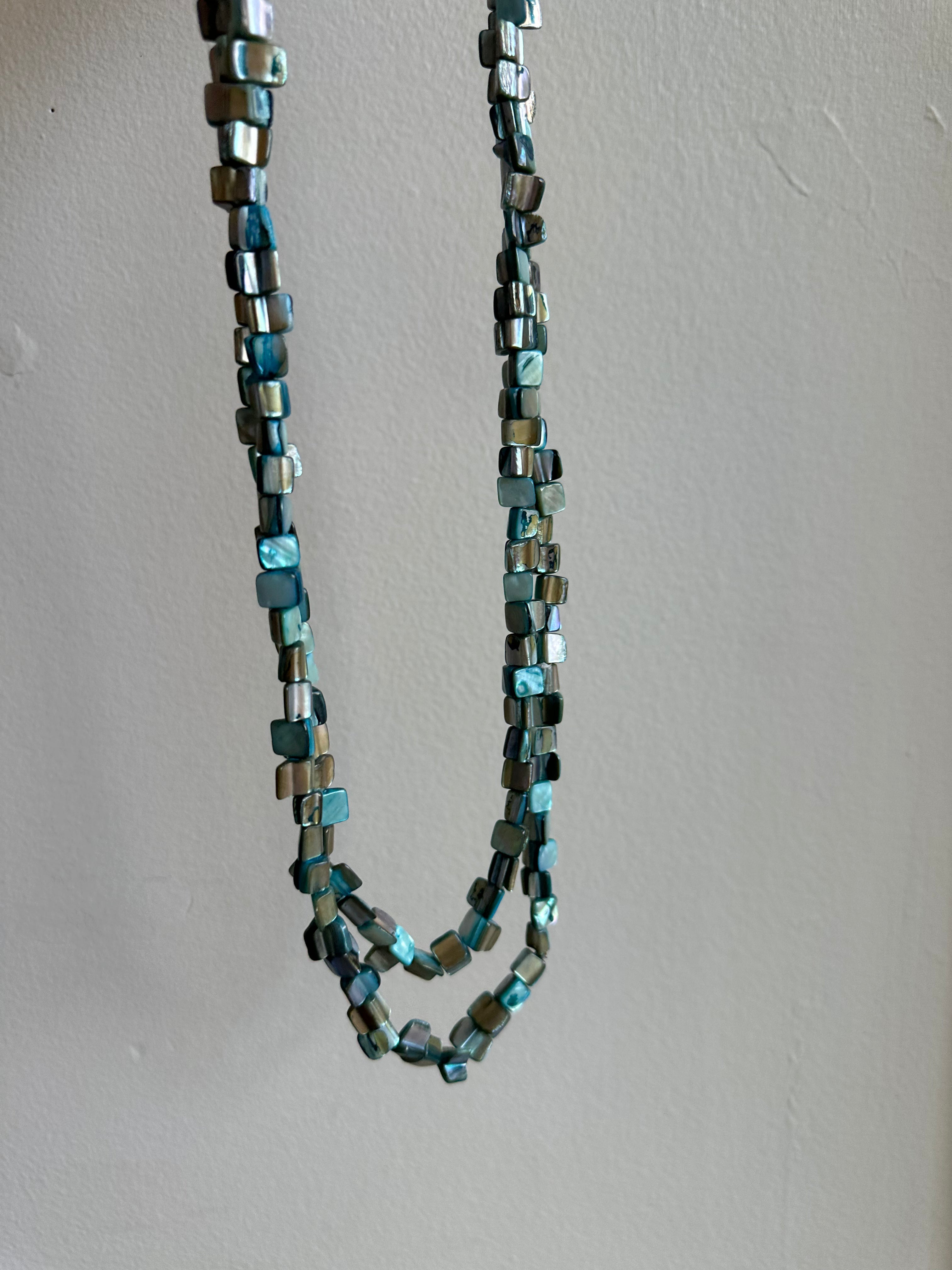 Vintage Mother of Pear Extra Long Beaded Necklace