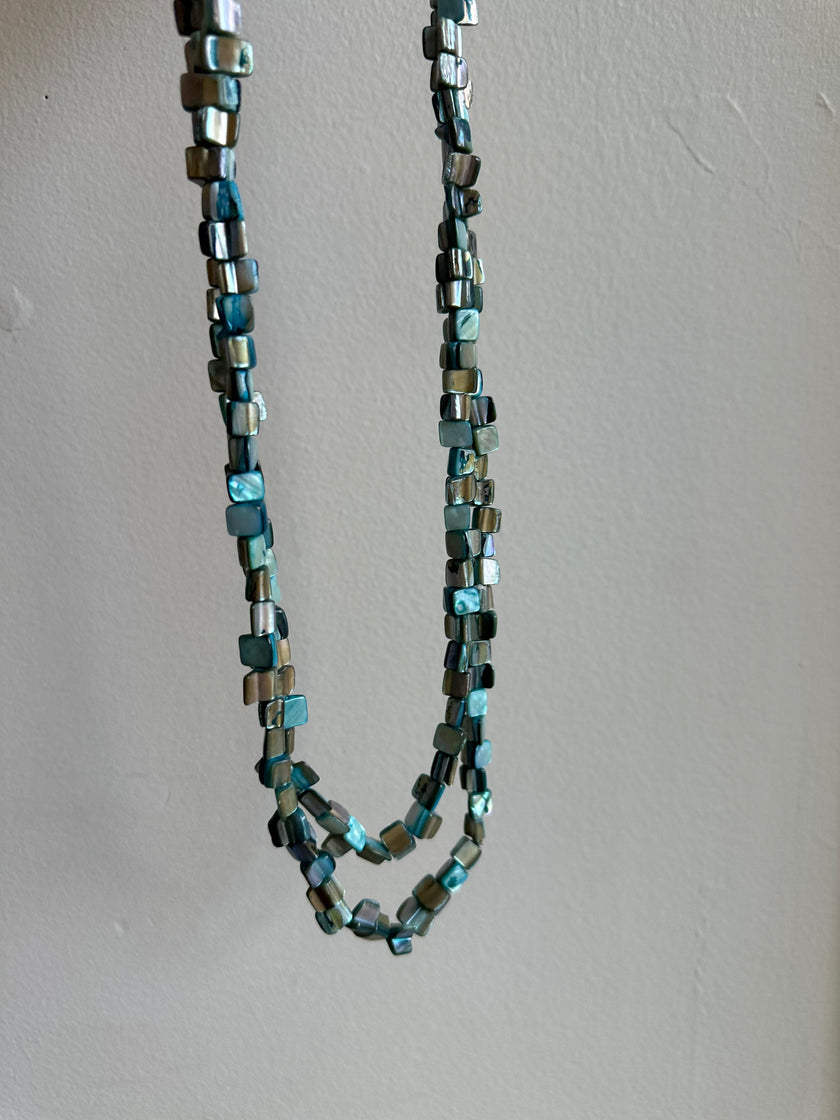 Vintage Mother of Pear Extra Long Beaded Necklace