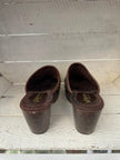 Vintage Y2K Studded Brown Leather + Wood Clogs | Size Women’s 6