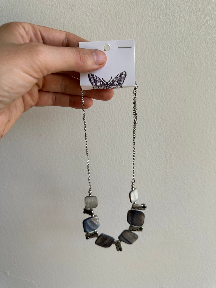 Vintage Blue Shell Statement Necklace