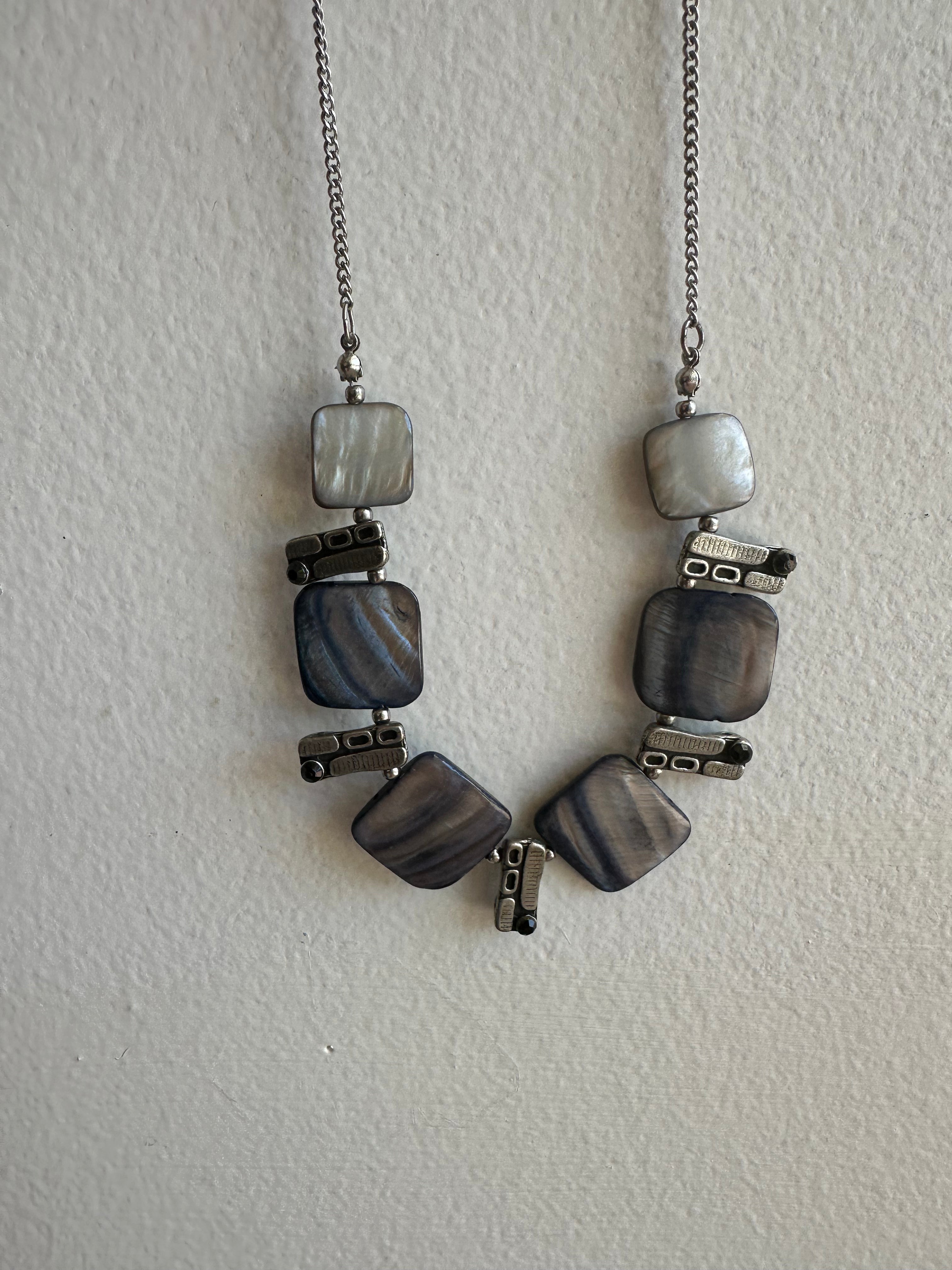 Vintage Blue Shell Statement Necklace