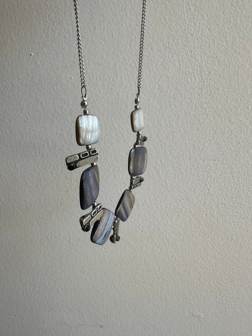 Vintage Blue Shell Statement Necklace