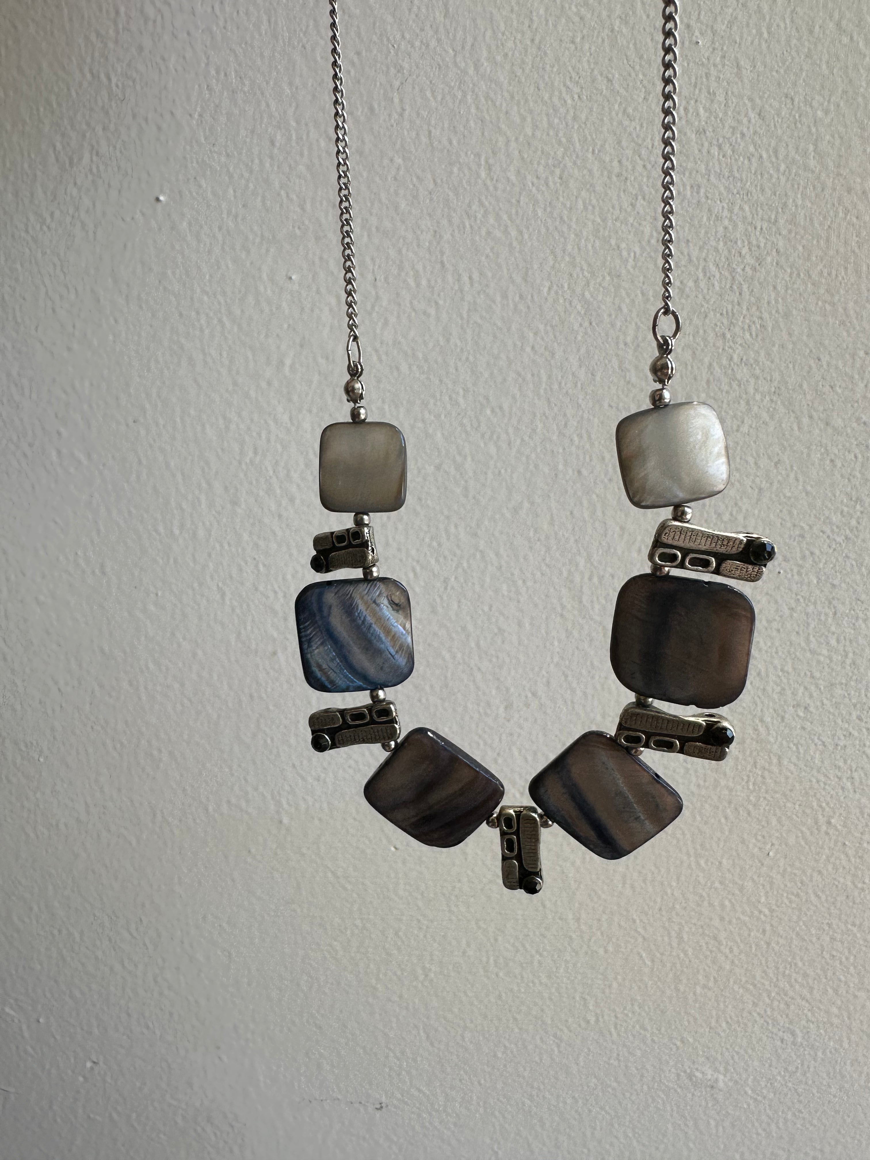 Vintage Blue Shell Statement Necklace