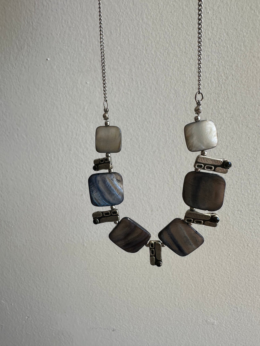 Vintage Blue Shell Statement Necklace