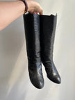 Vintage Black Leather Tall High Heeled Boots | Women’s Size 8