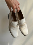 Vintage White Leather Penny Loafers | Men’s 9.5