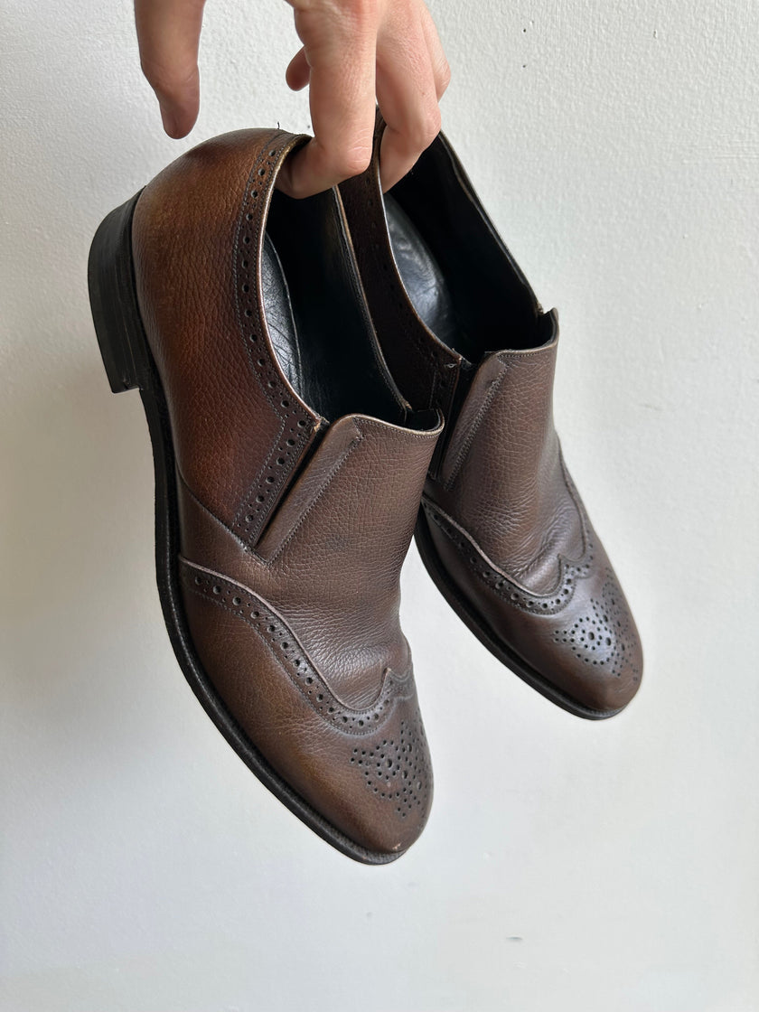 Vintage Dark Brown Leather Dress Loafer | Size Mens 9.5