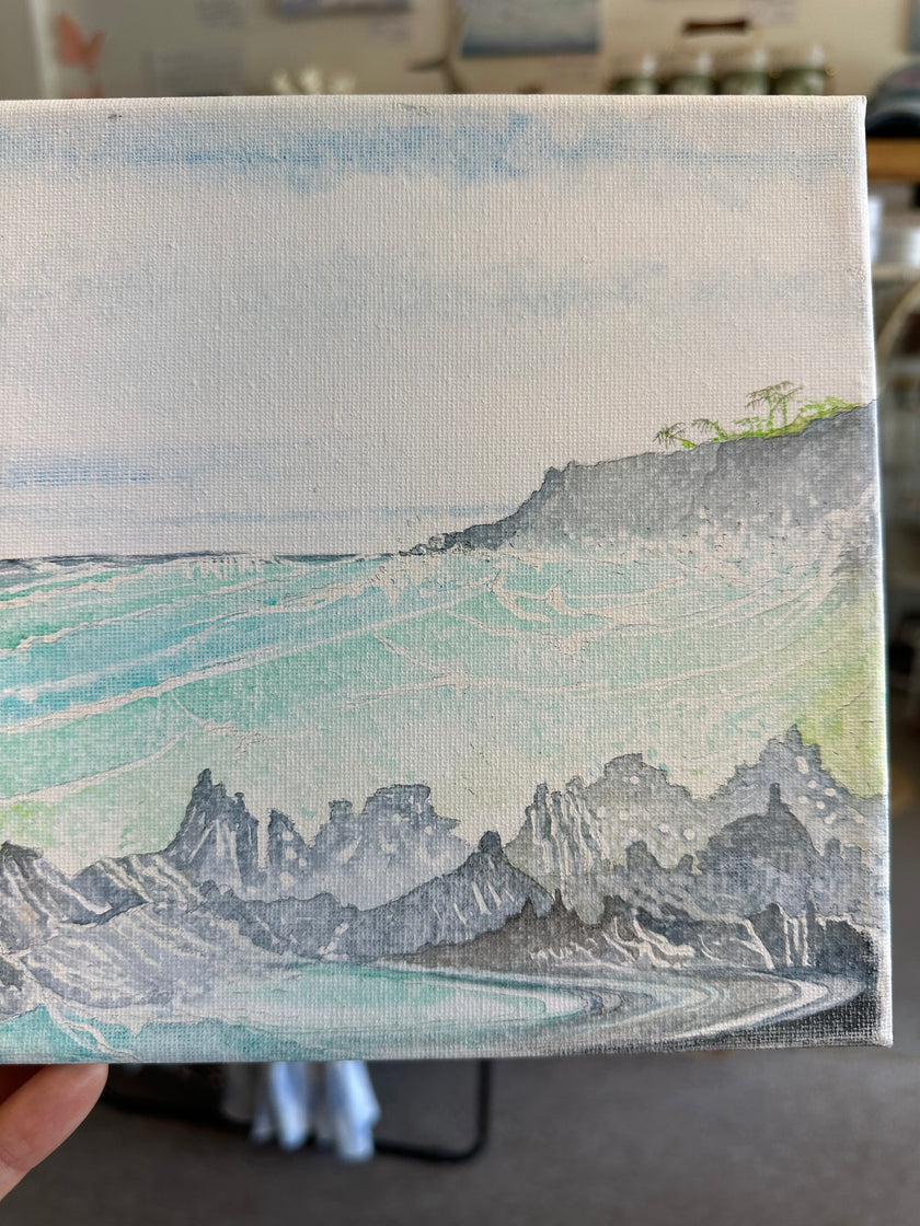 Gay Saunders Original Water-Color Canvas | Here There be Dolphins