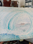 Gay Saunders Original Water Colour Canvas | In the Curl Of The Wave