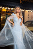 Embellished cape sleeves Evening Gown