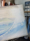 Gay Saunders Original Water Colour Canvas | Japanese Wave Study