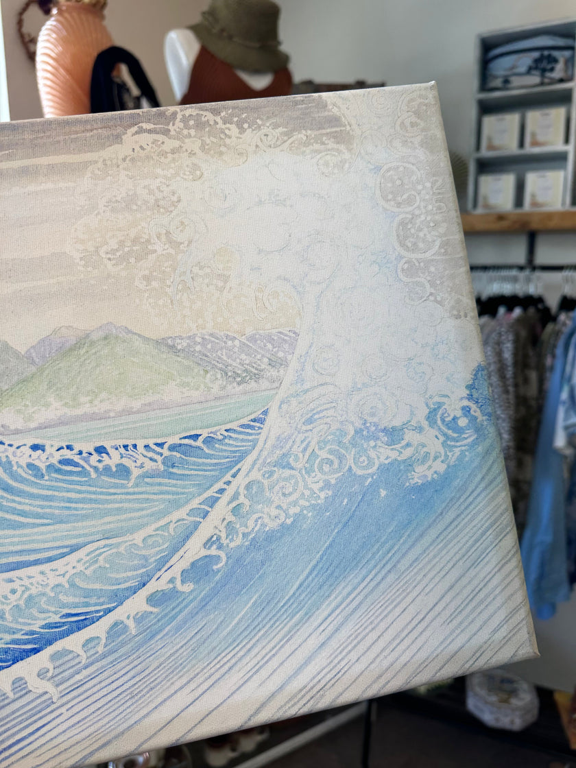 Gay Saunders Original Water Colour Canvas | Japanese Wave Study