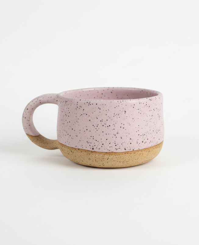 Earth to Ember | Handmade Speckled Stone Short Mug | Pink
