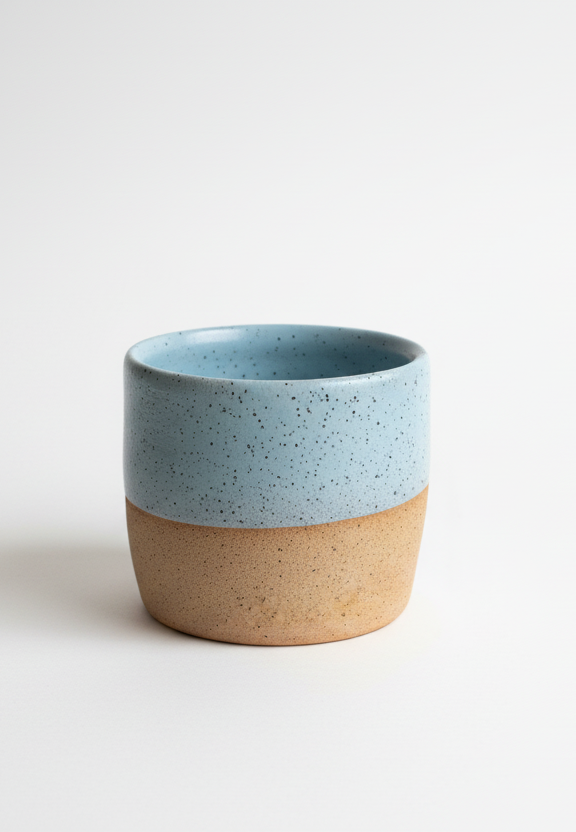 Earth to Ember | Handmade Speckled Stone Wide Tumbler | Blue