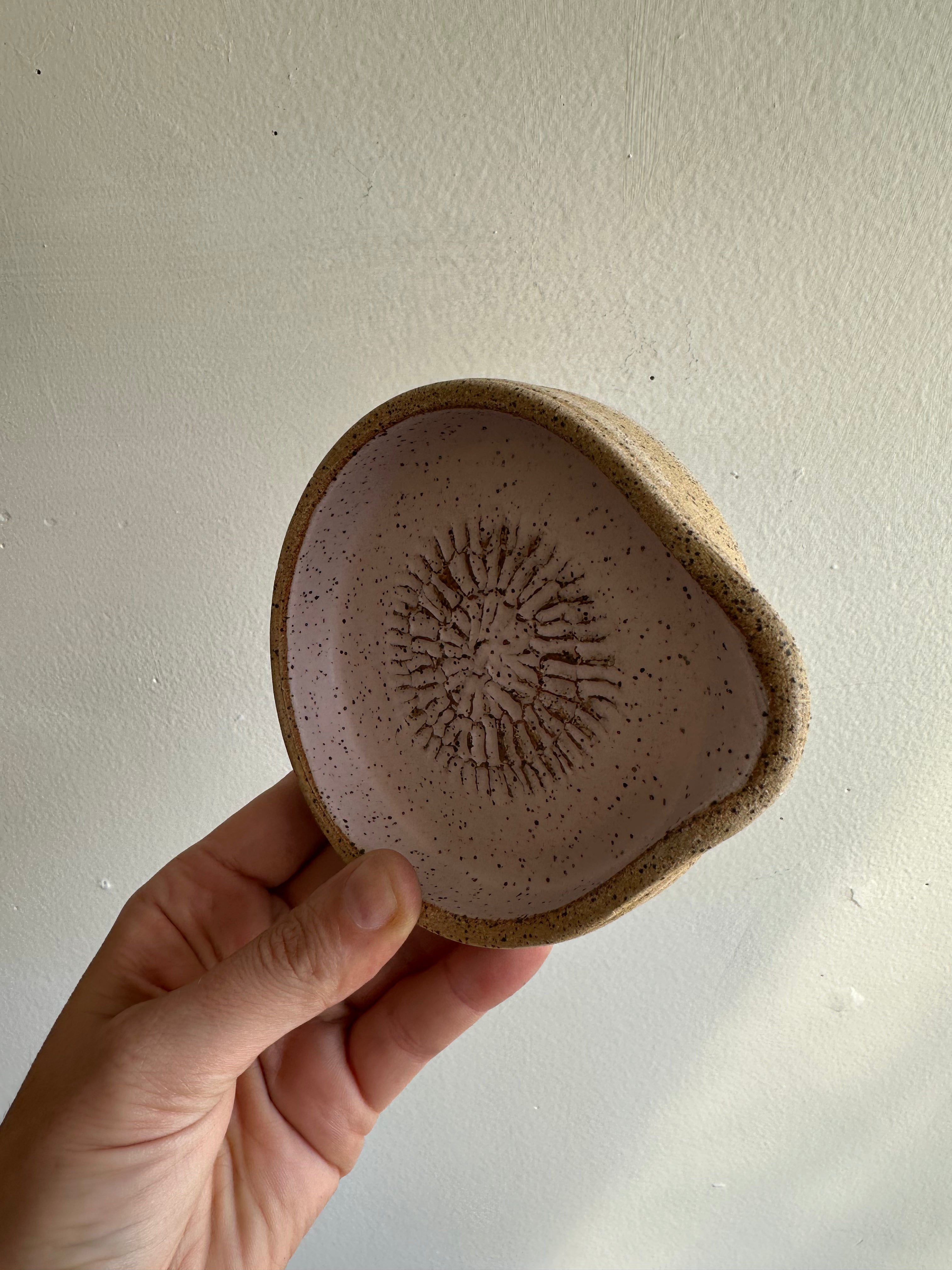 Earth to Ember | Handmade Speckled Stone Garlic Grater Dish | Pink