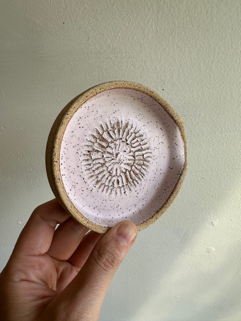 Earth to Ember | Handmade Speckled Stone Garlic Grater Dish | Pink