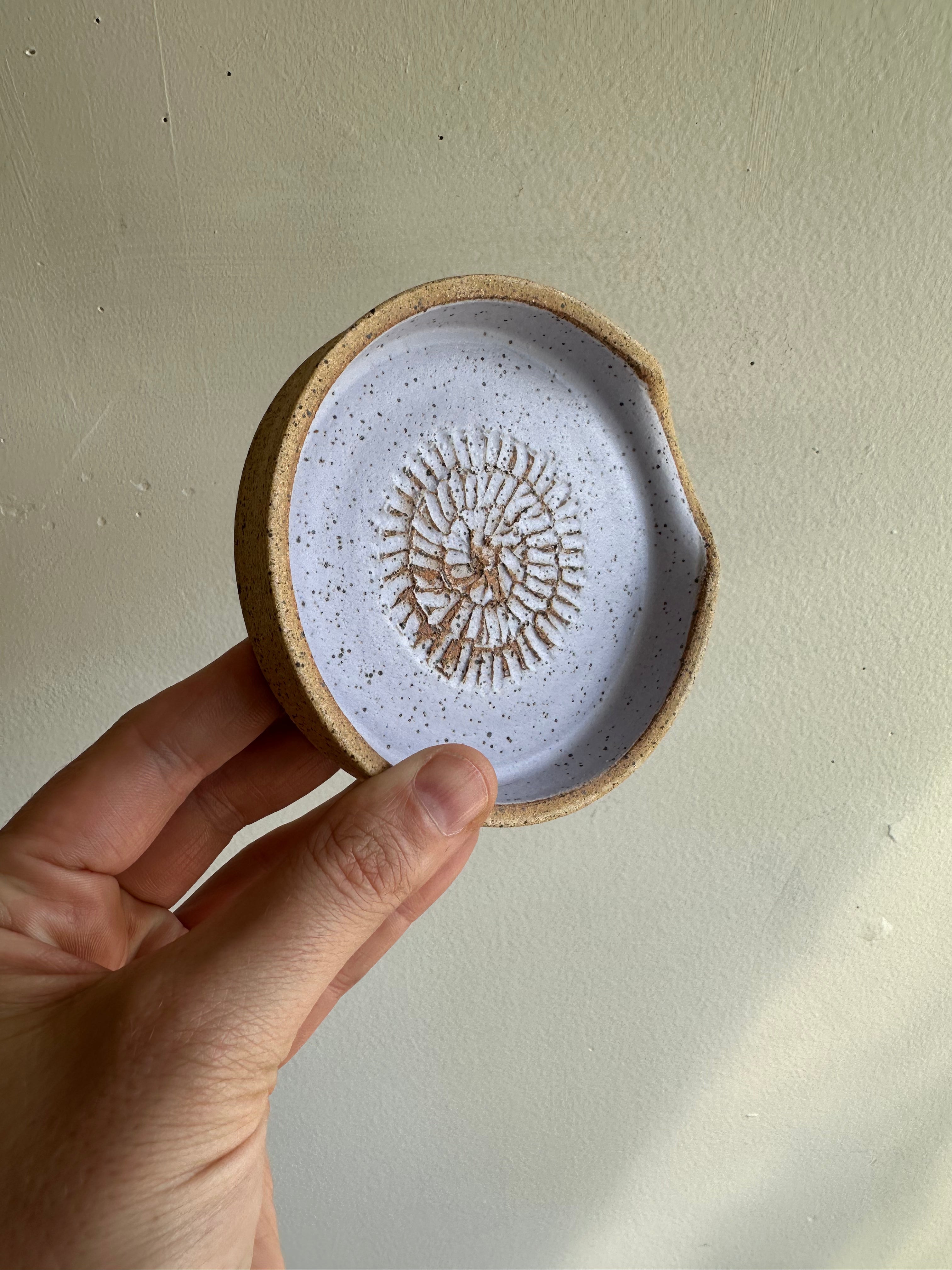 Earth to Ember | Handmade Speckled Stone Garlic Grater Dish | Purple