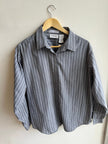Vintage Cotton Stripe Button-Up | Charcoal + White | Size Extra Large