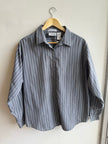 Vintage Cotton Stripe Button-Up | Charcoal + White | Size Extra Large