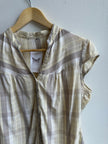 Vintage Butter Yellow Prairie Blouse | Soft Plaid Cap Sleeve | Size Medium