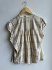 Vintage Butter Yellow Prairie Blouse | Soft Plaid Cap Sleeve | Size Medium