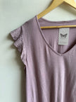 Lavender Lace Flutter Tee | Soft & Feminine | Size Large