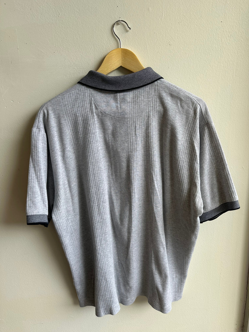 Vintage Gianni Valentino Polo – Grey Ribbed Knit | Size XL