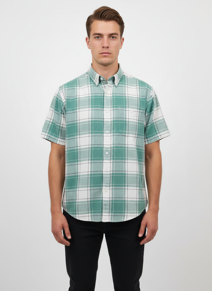 Vintage Fine Line Plaid Shirt – Mint Meadow | Size Large