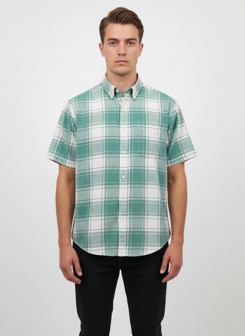 Vintage Fine Line Plaid Shirt – Mint Meadow | Size Large