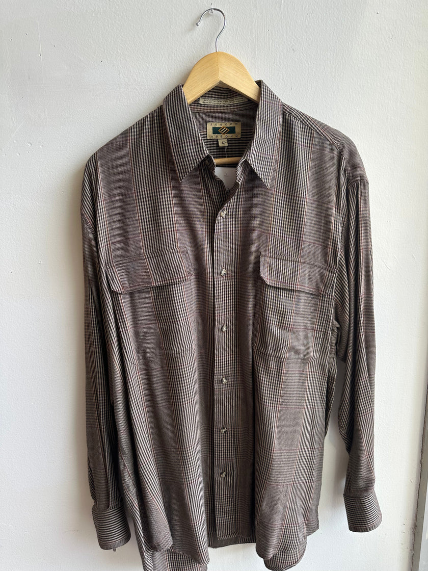 Vintage Joseph Abboud Check Shirt – Espresso Sophisticate | Size Large