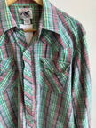 Vintage Bronco Plaid Western Snap Shirt | Size Large