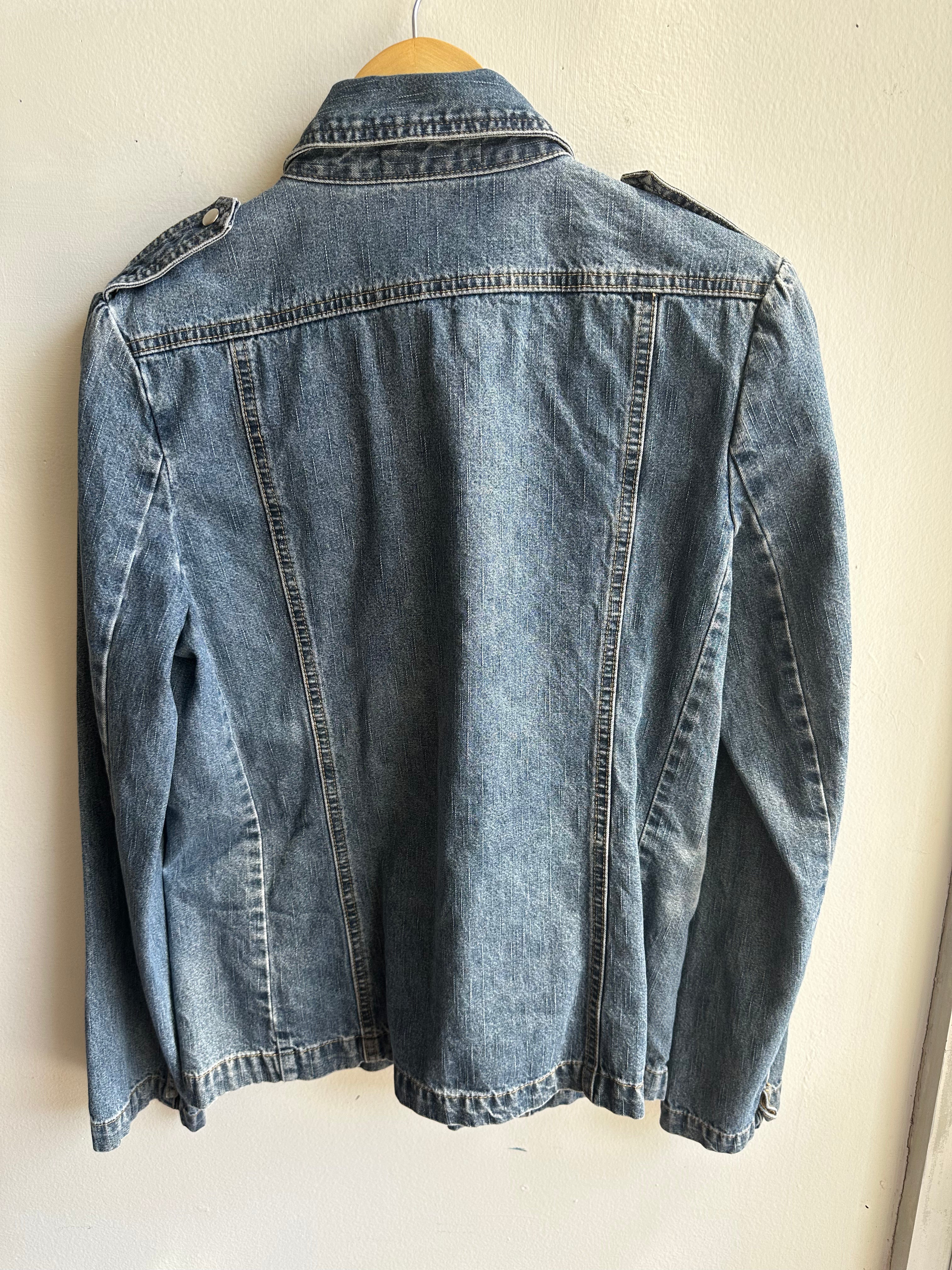 Vintage Y2K Utility Denim Jacket – Cargo Pocket Detail | Size Large