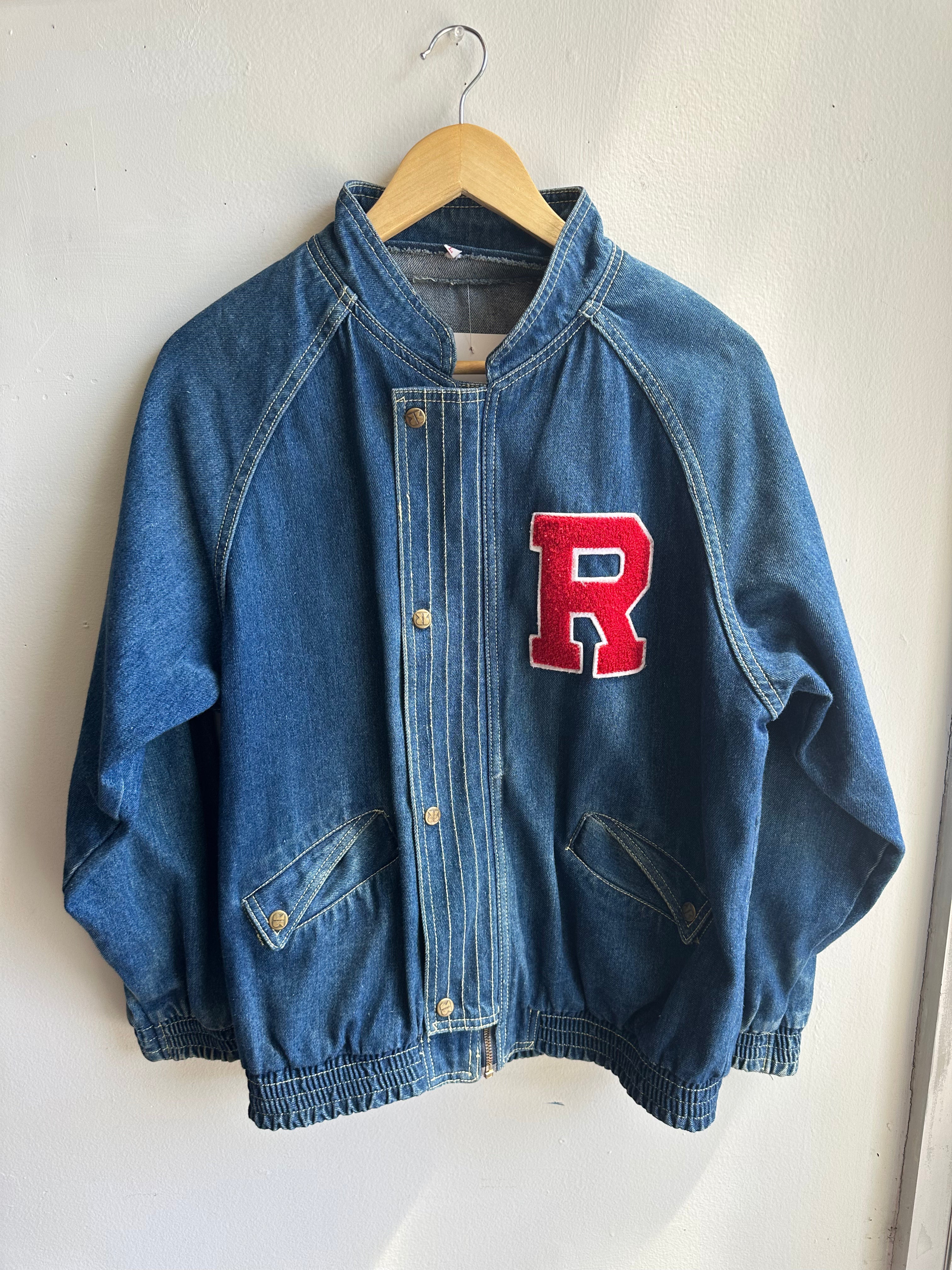 Vintage Road Runner “R” Varsity Denim Jacket – 80s/90s Throwback | Size Large