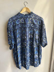 Vintage South Rayon Button-Up – Geometric Tribal Print (Fine Line) | Size Large