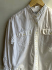Vintage Bugle Boy Mandarin Collar Shirt – White Cotton Button-Up | Size Small