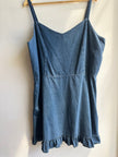 Vintage Ruffle-Hem Denim Mini Dress – Soft Chambray Feel | Size XXL