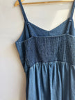 Vintage Ruffle-Hem Denim Mini Dress – Soft Chambray Feel | Size XXL