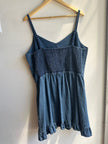 Vintage Ruffle-Hem Denim Mini Dress – Soft Chambray Feel | Size XXL