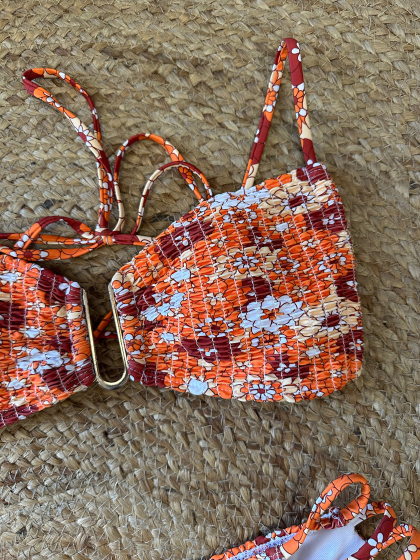 Retro Bloom Smocked Bikini Set