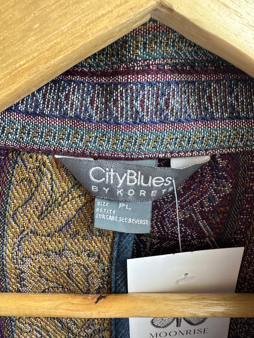 City Blues Vintage Tapestry Button-Up Jacket – Size L