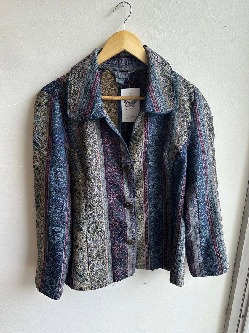 City Blues Vintage Tapestry Button-Up Jacket – Size L