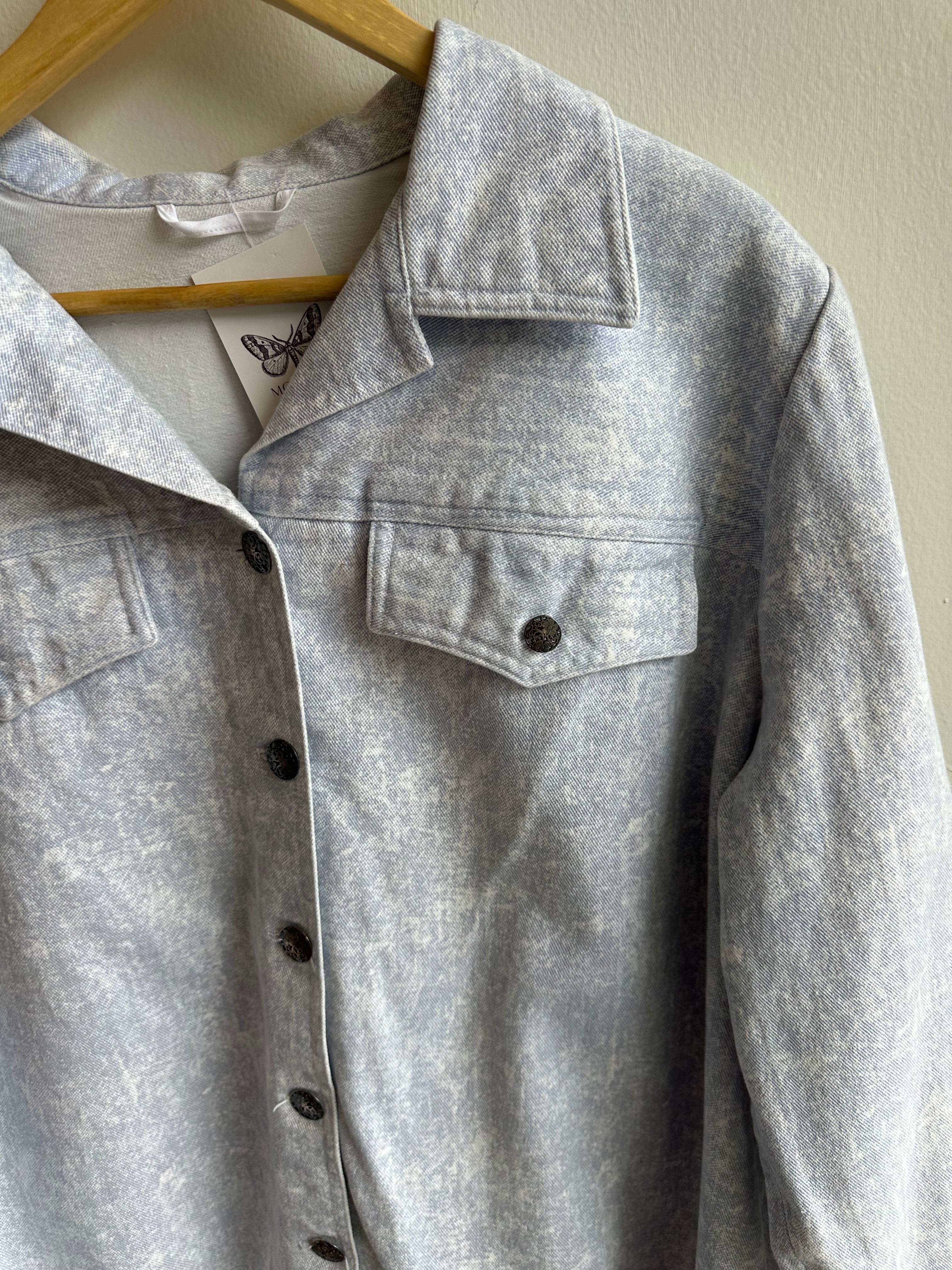 Vintage Faded Denim Shirt Jacket – Size XXL