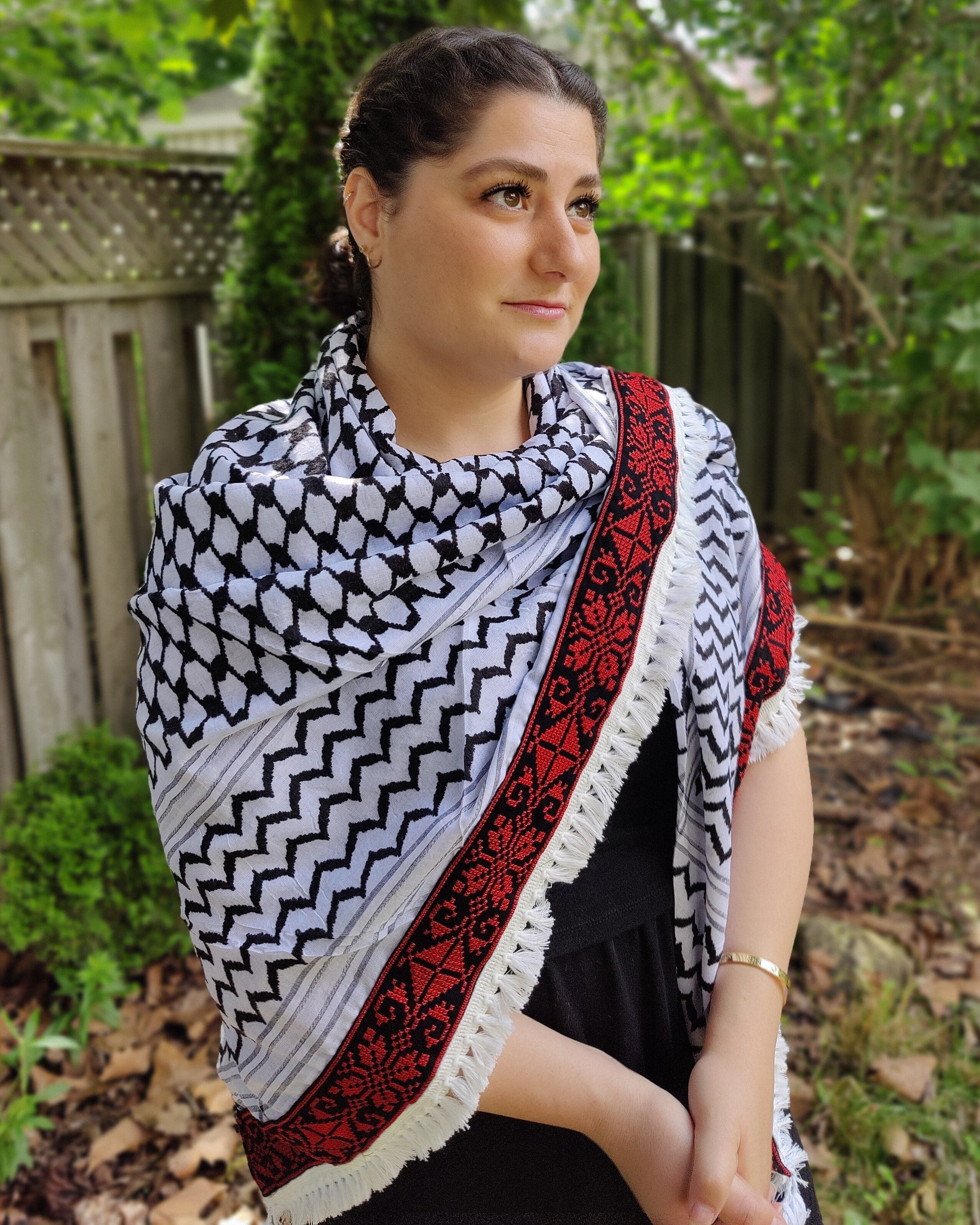 Najma Tatreez Shawl (Keffiyeh) | Handmade Tassels