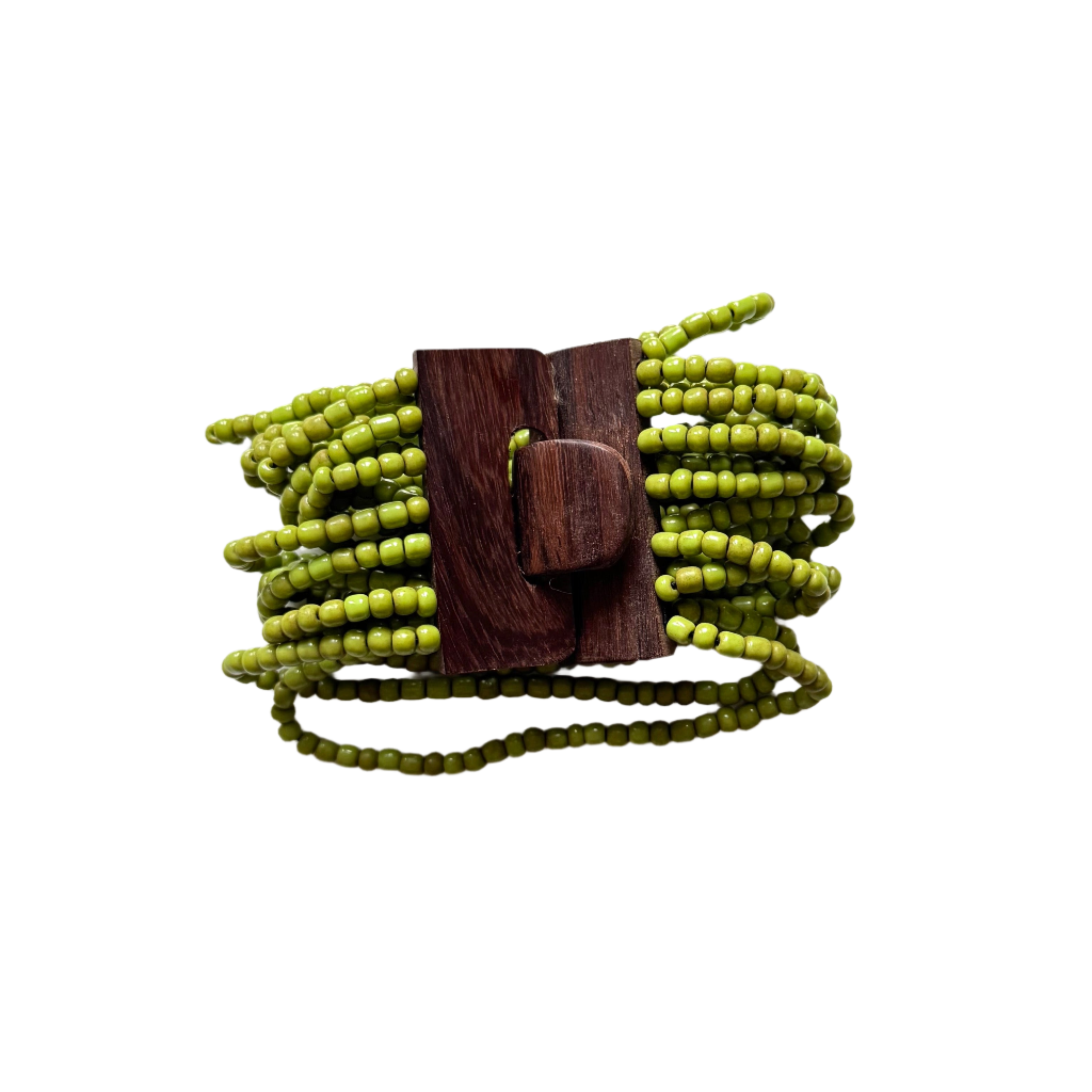 Beaded Bracelet with Wooden Clasp