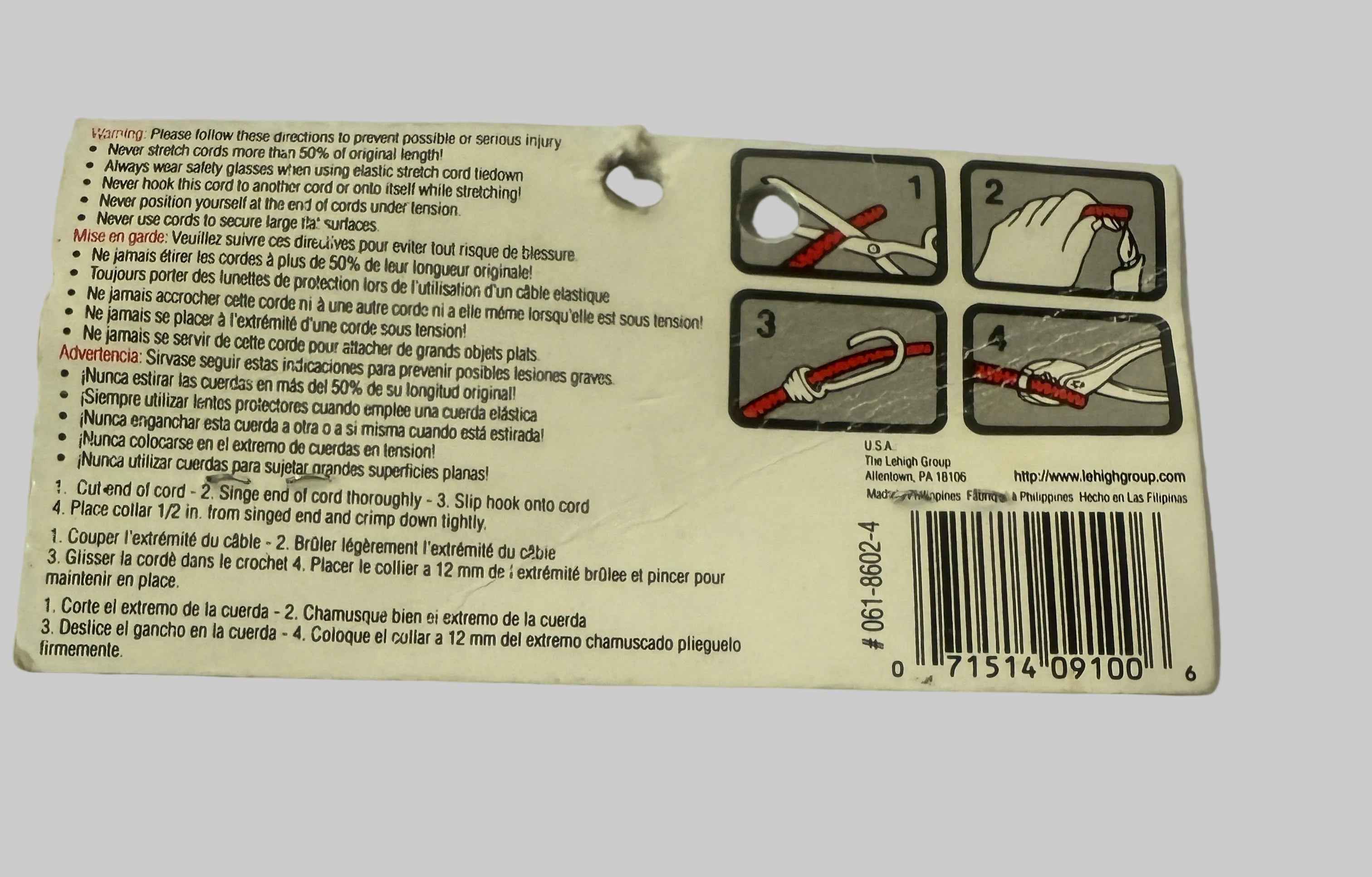 Lehigh Heavy Duty Coated Steel Cord Hooks with Steel Crimp Ring 1/4