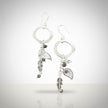 Beaten Ring With Leaf Charms Earrings In Silver Plate
