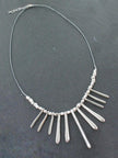 Drop Fan Necklace In Silver Plate