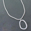 Silver Ball Necklace With Oval  Pendant In Silver Plate