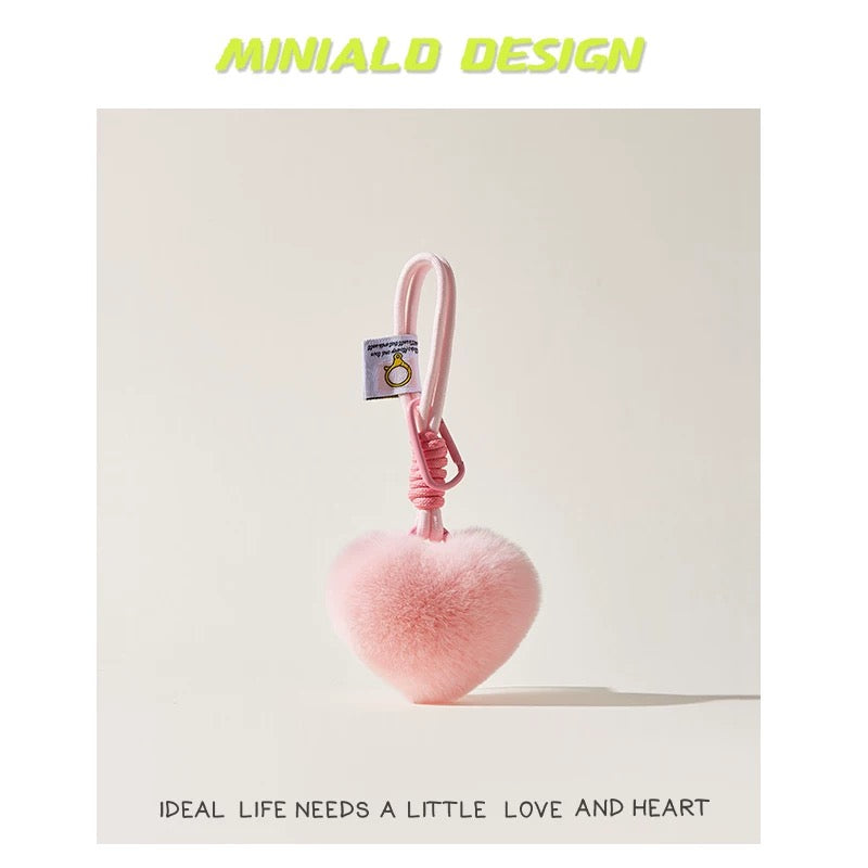 Fur heart pendant bag charm [pre order]